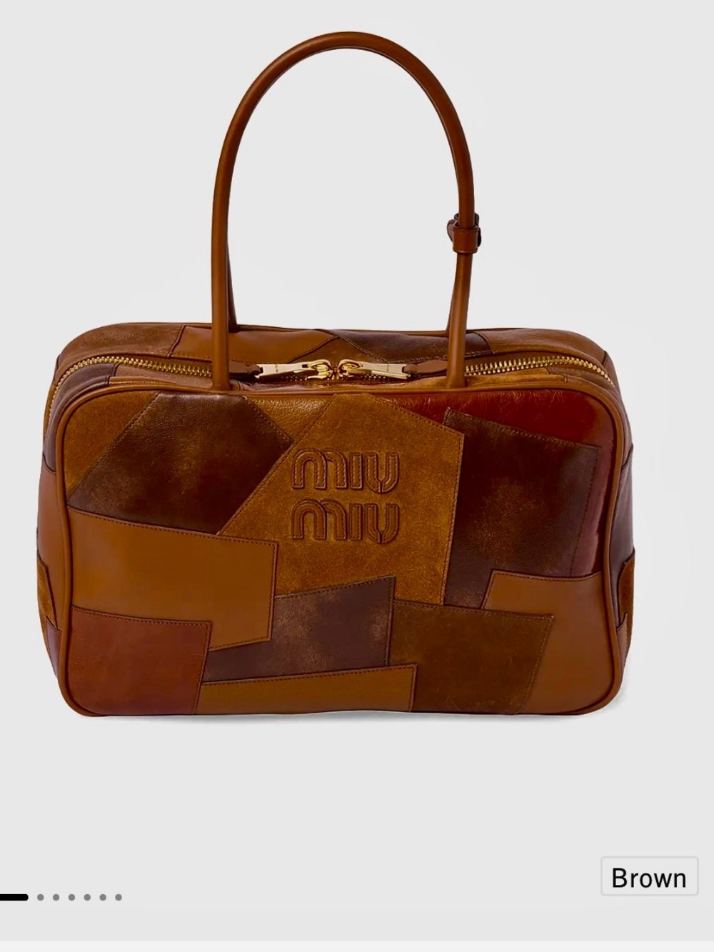 Miu Miu Cognac Two-Tone Leather & Suede Tote